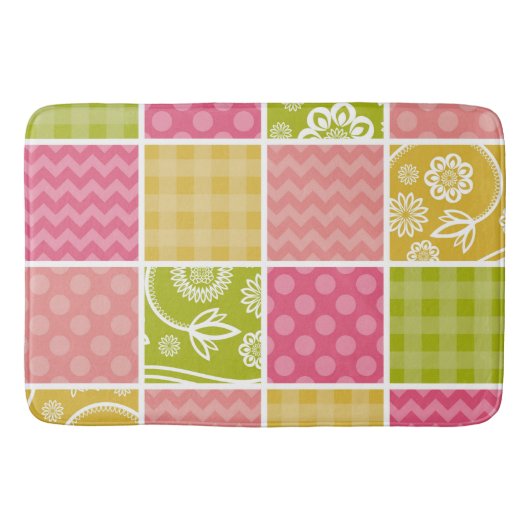 Zigzag, Chevron, Polka Dots, Gingham, Patchwork Badmat (Voorkant)