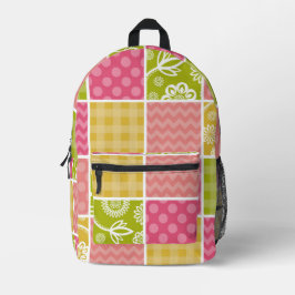 Zigzag, Chevron, Polka Dots, Gingham, Patchwork Bedrukte Rugzak