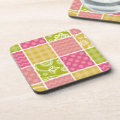 Zigzag, Chevron, Polka Dots, Gingham, Patchwork Bier Onderzetter (Linkerzijde)