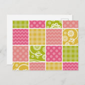 Zigzag, Chevron, Polka Dots, Gingham, Patchwork Briefkaart (Voorkant / Achterkant)