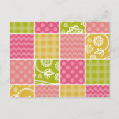 Zigzag, Chevron, Polka Dots, Gingham, Patchwork Briefkaart (Voorkant)