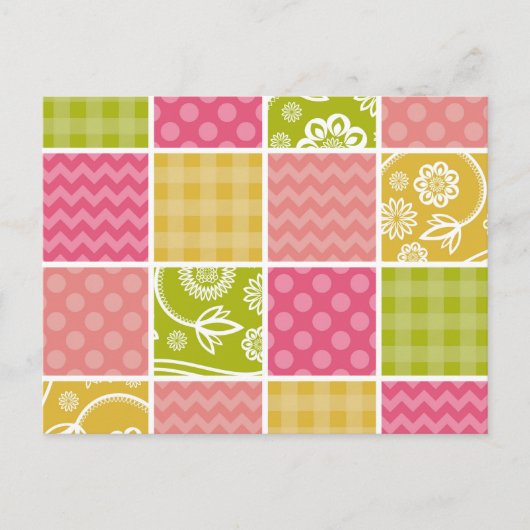 Zigzag, Chevron, Polka Dots, Gingham, Patchwork Briefkaart (Voorkant)