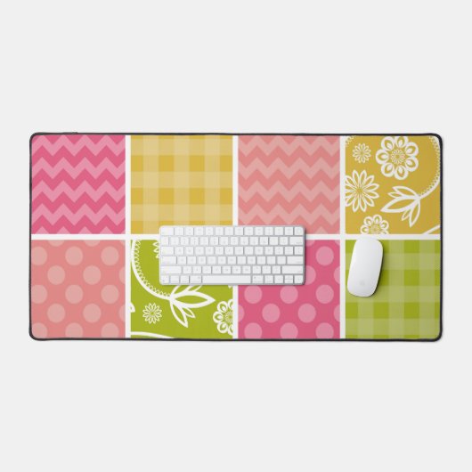 Zigzag, Chevron, Polka Dots, Gingham, Patchwork Bureaumat (Keyboard & Muis)