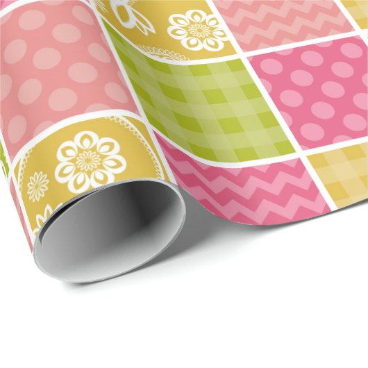 Zigzag, Chevron, Polka Dots, Gingham, Patchwork Cadeaupapier (Rol Hoek)