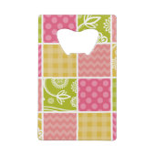 Zigzag, Chevron, Polka Dots, Gingham, Patchwork Creditkaart Flessenopener (Achterkant)