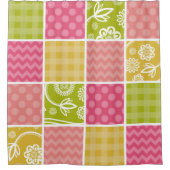 Zigzag, Chevron, Polka Dots, Gingham, Patchwork Douchegordijn (Voorkant)