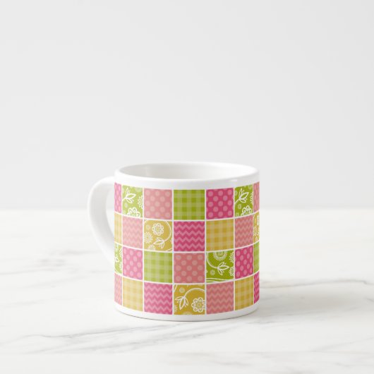 Zigzag, Chevron, Polka Dots, Gingham, Patchwork Espresso Kop (Links)