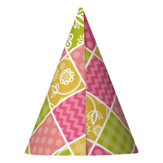 Zigzag, Chevron, Polka Dots, Gingham, Patchwork Feesthoedjes (Achterkant)