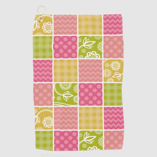 Zigzag, Chevron, Polka Dots, Gingham, Patchwork Golfhanddoek (Voorkant)