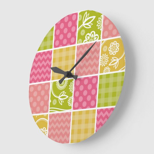 Zigzag, Chevron, Polka Dots, Gingham, Patchwork Grote Klok (Hoek)