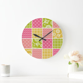 Zigzag, Chevron, Polka Dots, Gingham, Patchwork Grote Klok