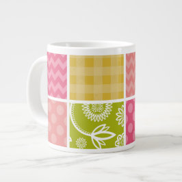 Zigzag, Chevron, Polka Dots, Gingham, Patchwork Grote Koffiekop
