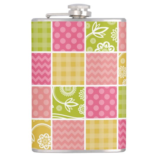 Zigzag, Chevron, Polka Dots, Gingham, Patchwork Heupfles (Voorkant)