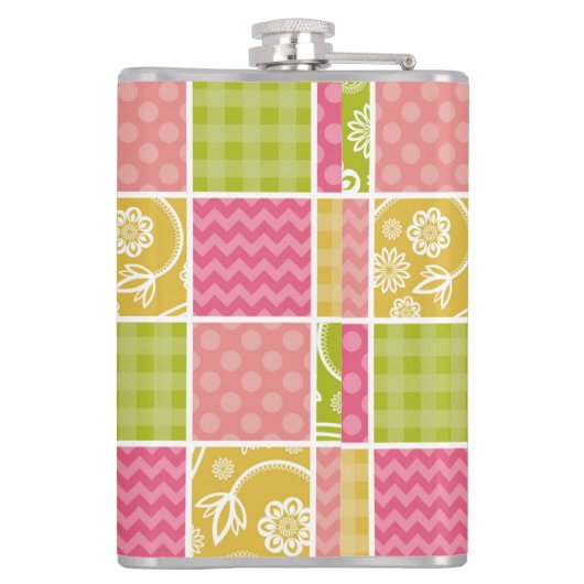 Zigzag, Chevron, Polka Dots, Gingham, Patchwork Heupfles (Achterkant)