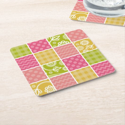 Zigzag, Chevron, Polka Dots, Gingham, Patchwork Kartonnen Onderzetters (Schuin)