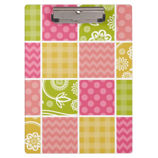 Zigzag, Chevron, Polka Dots, Gingham, Patchwork Klembord (Voorkant)