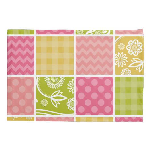Zigzag, Chevron, Polka Dots, Gingham, Patchwork Kussensloop (Achterkant)