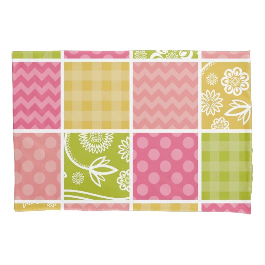 Zigzag, Chevron, Polka Dots, Gingham, Patchwork Kussensloop (Voorkant)
