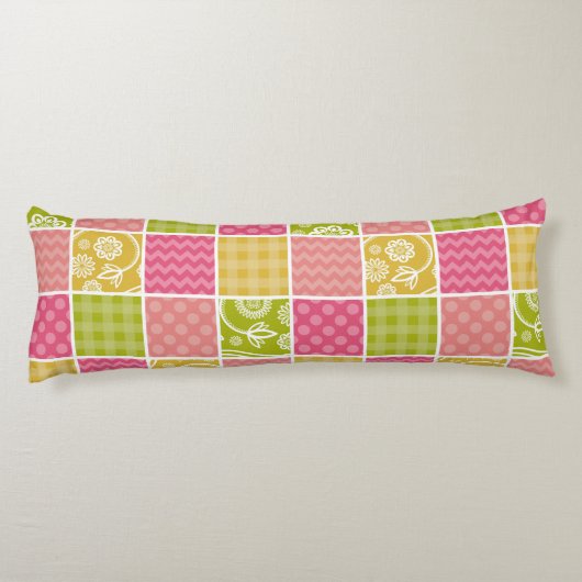 Zigzag, Chevron, Polka Dots, Gingham, Patchwork Lichaamskussen (Achterkant)