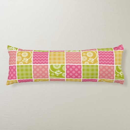 Zigzag, Chevron, Polka Dots, Gingham, Patchwork Lichaamskussen (Voorkant)