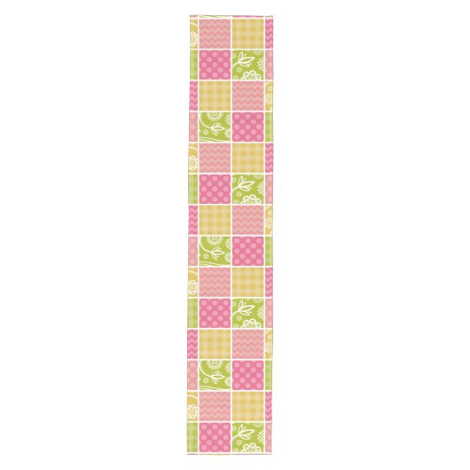 Zigzag, Chevron, Polka Dots, Gingham, Patchwork Medium Tafelloper (Voorkant)