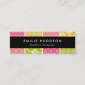 Zigzag, Chevron, Polka Dots, Gingham, Patchwork Mini Visitekaartje (Voorkant)