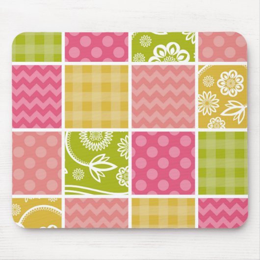 Zigzag, Chevron, Polka Dots, Gingham, Patchwork Muismat (Voorkant)