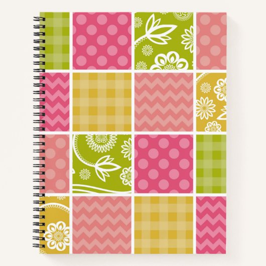 Zigzag, Chevron, Polka Dots, Gingham, Patchwork Notitieboek (Voorkant)