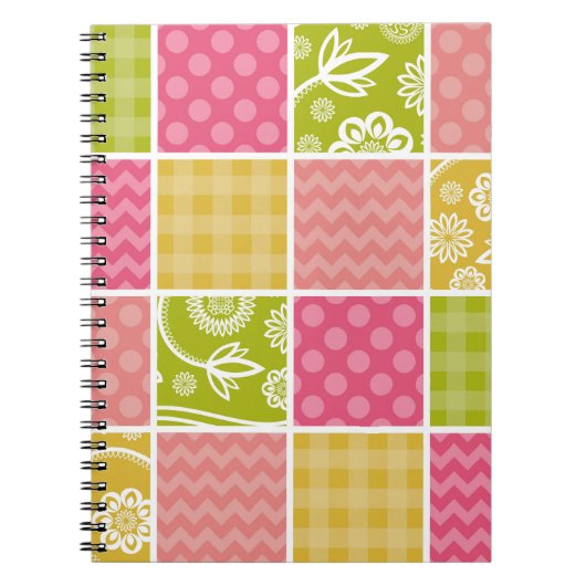 Zigzag, Chevron, Polka Dots, Gingham, Patchwork Notitieboek (Voorkant)