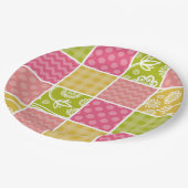 Zigzag, Chevron, Polka Dots, Gingham, Patchwork Papieren Bordje (Gekanteld)