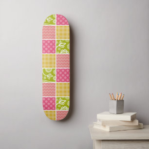 Zigzag, Chevron, Polka Dots, Gingham, Patchwork Persoonlijk Skateboard