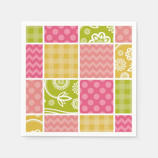 Zigzag, Chevron, Polka Dots, Gingham, Patchwork Servet (Voorkant)