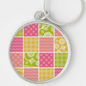 Zigzag, Chevron, Polka Dots, Gingham, Patchwork Sleutelhanger (Voorkant)