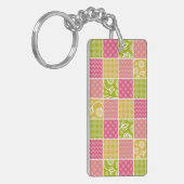 Zigzag, Chevron, Polka Dots, Gingham, Patchwork Sleutelhanger (Voorkant Links)