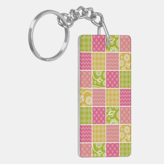Zigzag, Chevron, Polka Dots, Gingham, Patchwork Sleutelhanger (Voorkant Links)