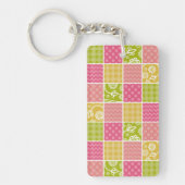 Zigzag, Chevron, Polka Dots, Gingham, Patchwork Sleutelhanger (Voorkant)