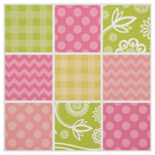 Zigzag, Chevron, Polka Dots, Gingham, Patchwork Stof (Swatch)
