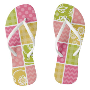 Zigzag, Chevron, Polka Dots, Gingham, Patchwork Teenslippers