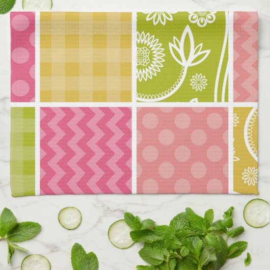 Zigzag, Chevron, Polka Dots, Gingham, Patchwork Theedoek (Gevouwen)