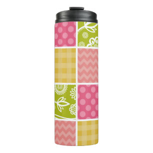 Zigzag, Chevron, Polka Dots, Gingham, Patchwork Thermosbeker