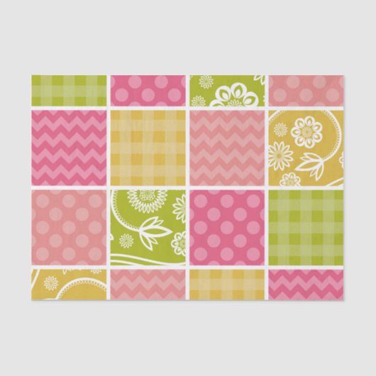 Zigzag, Chevron, Polka Dots, Gingham, Patchwork Tissuepapier (Voorkant)
