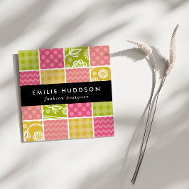 Zigzag, Chevron, Polka Dots, Gingham, Patchwork Vierkante Visitekaartje