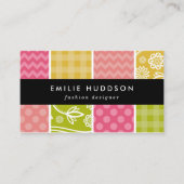 Zigzag, Chevron, Polka Dots, Gingham, Patchwork Visitekaartje (Voorkant)