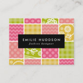 Zigzag, Chevron, Polka Dots, Gingham, Patchwork Visitekaartje (Voorkant)