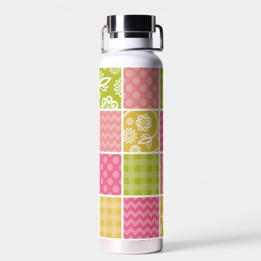 Zigzag, Chevron, Polka Dots, Gingham, Patchwork Waterfles (Achterkant)