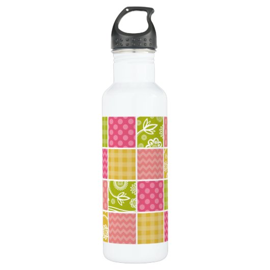 Zigzag, Chevron, Polka Dots, Gingham, Patchwork Waterfles (Voorkant)