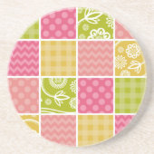 Zigzag, Chevron, Polka Dots, Gingham, Patchwork Zandsteen Onderzetter (Voorkant)