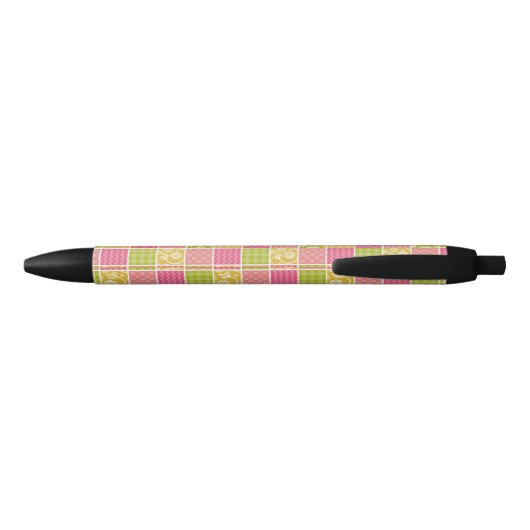 Zigzag, Chevron, Polka Dots, Gingham, Patchwork Zwarte Inkt Pen (Achterkant)