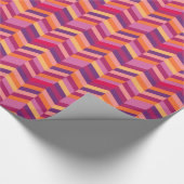 Zigzag chevron red oranje paars gepatterde omhulli cadeaupapier (Hoek)