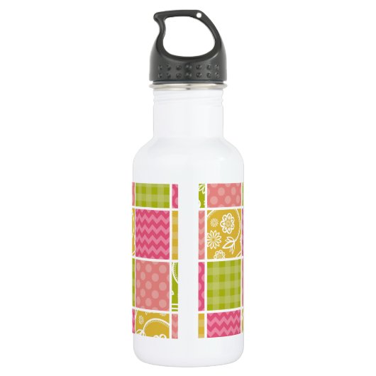 Zigzag, Chevron, Stippen, Gingham, Patchwork Waterfles (Achterkant)